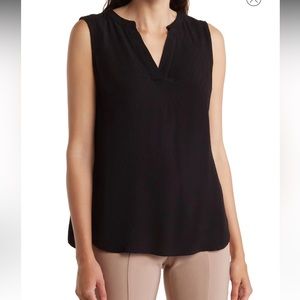 Dobby Sleeveless Blouse Black Tank Top